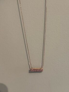 Kendra Scott Rose Gold Bar Necklace with Pink Stones